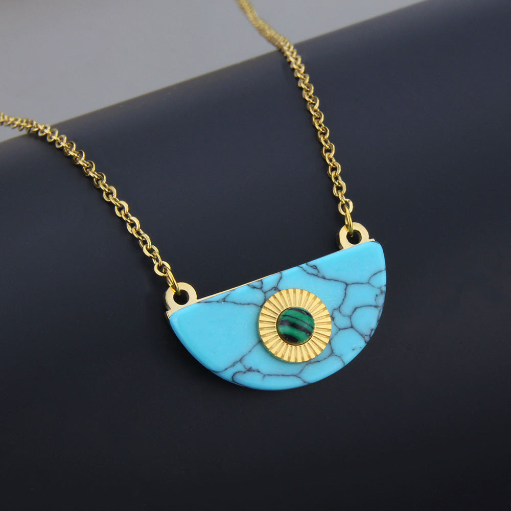 Turquoise Necklace Girls Fashion Entry Lux Clavicle Chain