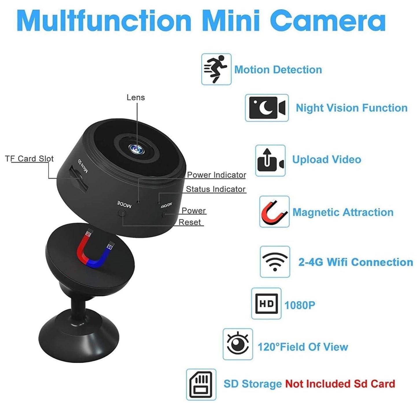 Mini HD Wi-Fi CCTV Camera  Wireless Hidden Camera Video Camera Small with Night Vision and Motion Activated